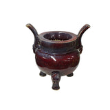 Orient Flame Oxblood Red Tri-Leg Ding Shape Ceramic Vase Container ws4699S