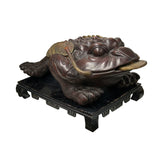 Vintage Chinese Brown Metal Toad Frog Coins FengShui Figures ws4703S