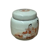Orient Off White Courthouse Dressing Ladies Floral Graphic Porcelain Jar ws4705S