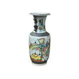 Orient Crackle Gray Warrior Graphic Artistic Pottery Ceramic Vase ws4707S