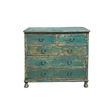 Distressed Teal Blue Green 5 Drawers Credenza Storage Sideboard Cabinet ws4709S
