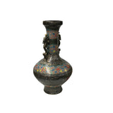 Orient Bronze Glaze Dragon Handle Color Floral Motif Ceramic Vase ws4717S