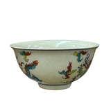 Chinese Off White Color Dragon Graphic Porcelain Bowl Display Art ws4719S