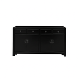 Oriental Black 4 Drawers Moon Face Sideboard Buffet Table Cabinet ws4746S