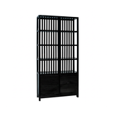 Black Lacquer Bars 4 Drawers Zen Minimalist Bookcase Display Cabinet ws4749S