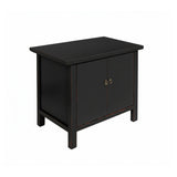 Chinese Distressed Black Lacquer 2 Doors Simple Credenza Table Cabinet ws4751