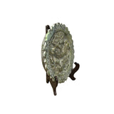 Green Gray Stone Dragon Carving Round Fengshui Plaque Display Art ws4761S