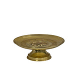 Chinese Lotus Floral Pattern Gold Color Metal Offering Plate Holder ws4766S
