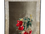 Chinese Red Flower Vase Embroidery Scroll Painting Wall Art ws4778S