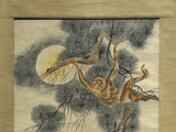 Oriental Scholar Monkeys Ink Brush Color Scroll Painting Wall Art ws4781S