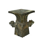Green Gray Stone Carved Ritual Fengshui Ding Display Art ws4786S