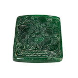 Natural Green Stone Dragon Motif Carving Display Plaque Art ws4800S