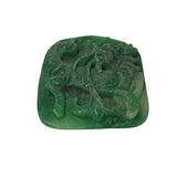 Natural Green Stone Kirin Motif Carving Display Plaque Art ws4803S