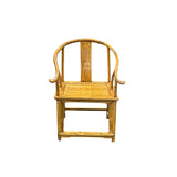Oriental Light Brown Horseshoe Round Back Elm Wood Armchair ws4805S