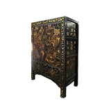 Vintage Chinese Black Golden Scenery Storage Armoire Wardrobe Cabinet ws4807S
