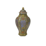 Handmade Chinese Porcelain Hexagonal Pagoda Vase with Lid – Floral & Bird Motif ws4841S