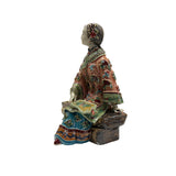 Chinese Porcelain Qing Style Dressing Drinking Tea Lady Figure ws4843S