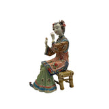 Chinese Porcelain Qing Style Dressing Playing Flute Lady Figure ws4846S