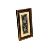 Vintage Chinese Floral Embroidery Fabric Piece Framed Wall Art ws4867S