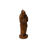 Chinese Boxwood Longevity Goddess Holding Baby Deer Statue ws4898S