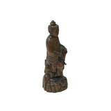 Chinese Boxwood Bodhisattva GuanYin Holding Scroll Display Statue ws4900S