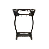 Chinese Distressed Brown Dragon Head Wood Figure Gong Display Rack ws4916S