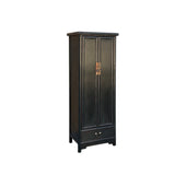 Oriental Classic Slim Black Lacquer Narrow Tall Storage Cabinet ws4924S