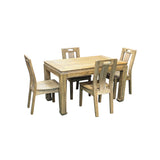 Oriental Light Wood Rough Grain Rectangular Dining Table 4 Chairs Set ws4932S