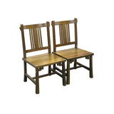 Pair Zen Oriental Straight Legs Bars Backrest Solid Wood Chairs ws4939S