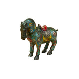 Vintage Chinese Turquoise Blue Flower Cloisonné Enamel Horse Statue ws4948S