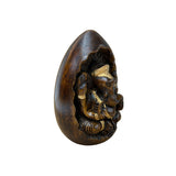 Vintage Oval Egg Shape Wood Relief Carved Ganesha Meditation Figure ws4951S