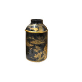 Vintage Chinese Export Black Lacquer Canister Urn Display Art ws4954S