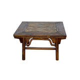 Vintage Rustic Raw Wood-Square Ming Style Apron Low Coffee Table ws4955S