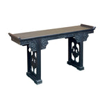 Vintage Rosewood Dark Brown Black Stain Dragon Relief Carving Altar Table ws4960S