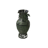 Archaistic Ancient Style Green Bronze Hu Form Ritual Vase Display Art ws4969S