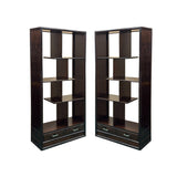 Pair Asian Inspired Asymmetrical Dark Brown Shelving Display Cabinet Divider ws4972ABS