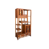 Asian Inspired Asymmetrical Light Brown Shelving Display Cabinet Divider ws4975S