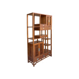 Asian Inspired Asymmetrical Light Brown Shelving Display Cabinet Divider ws4975BS