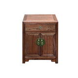 Oriental Simple Natural Wood Brown Drawer End Table Nightstand ws4981S