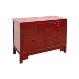 Distressed Brick Red Drawers Doors Sideboard Credenza Console Table ws4987S