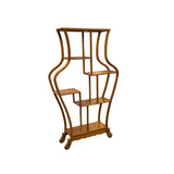 Oriental Light Brown Vase Shape Step Shelves Display Cabinet Divider ws4993S