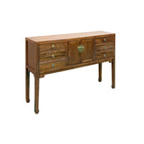 47" Brown Wood Grain Pattern Drawers Console Side Altar Table ws4997S