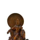 7" Bodhisattva Statue w Calligraphy Halo & Lotus Base Wood Statue ws5003S
