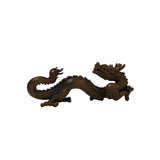 6" Oriental Brown Wood Carved Fengshui Decorative Dragon Figure ws5004S