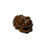 3" Artistic Brown Wood Carved Elephant Fengshui Miniature Figure ws5011S