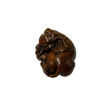 3" Artistic Brown Wood Carved Elephant Fengshui Miniature Figure ws5013S