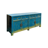 Distressed Bright Blue Oriental Sideboard Credenza Console Table Cabinet ws5014S