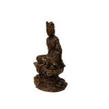 5.75" Hand-Carved Wood Cross Leg Bodhisattva Figurine Sculpture Tang Style Art ws5018S