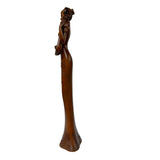 Oriental Brown Wood Carved Slim Artistic Holding Pipa Lady Figure ws5020S