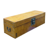 Vintage Scholar Mustard Yellow Leather Rectangular Wood Trunk Box ws5033S